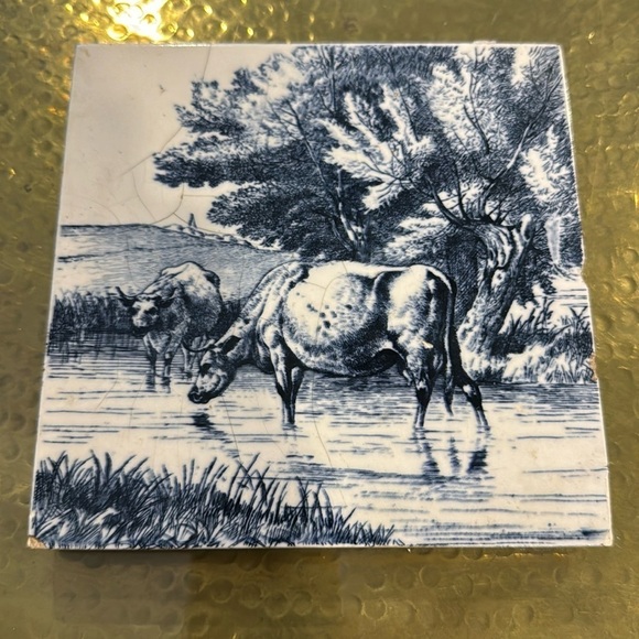 Minton Tile  1879 ~ Minton Tile ~ W. P. Simpson ~ Farm Cows Cattle - Picture 2 of 6